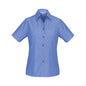 Shirt Womens S/S Cotton Chambray 10 Biz BAE Logo 50105214 BAE LB6200-CHA-10
