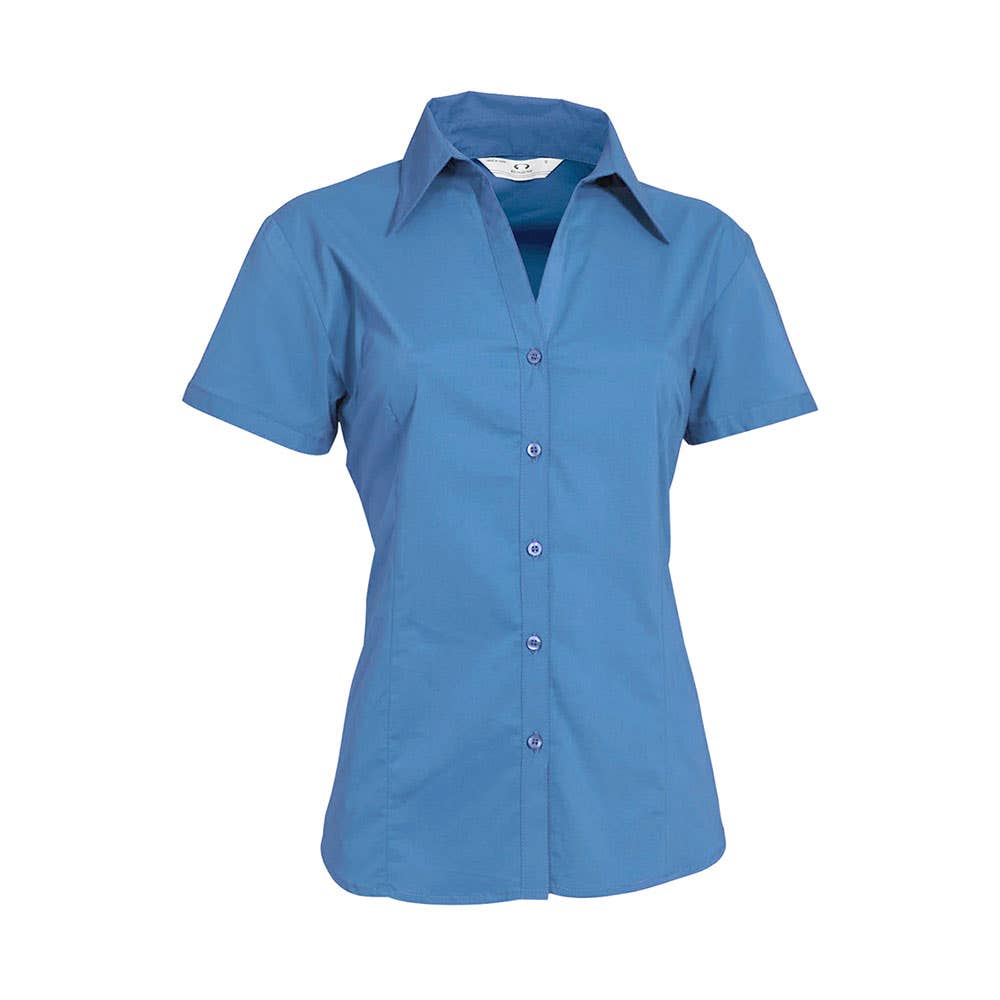 Shirt Womens S/S Poly Cotton Elastane Metro Midnight Blue 14 Biz 247920 LB7301-MIDBLU-14