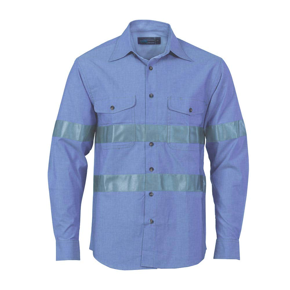 3889 Long Sleeve Chambray Shirt Taped 155gsm_DNC3889