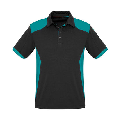 Rival Mens Polo Black/Teal - M_36018145_P705MS-BLK/TEAL-M