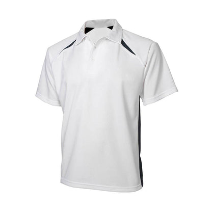 Shirt Polo S/S Polyester Biz Cool Splice White /navy  Medium Biz 462398 P7700-WHI/NAV-M