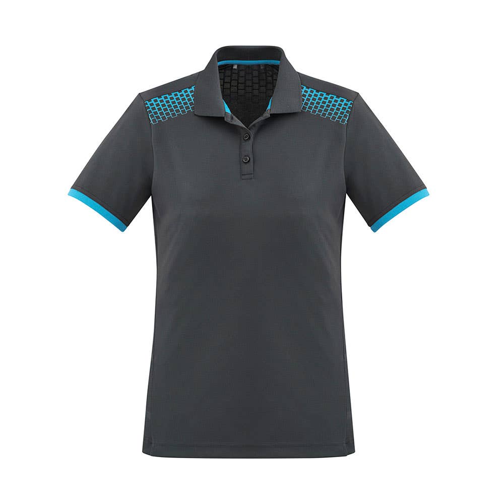 Shirt Polo Womens S/S Poly Biz Cool Galaxy P900LS Grey/Cyan - 10_451846_P900LS-GRY/CYN-10