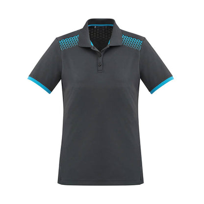 Shirt Polo Womens S/S Poly Biz Cool Galaxy P900LS Grey/Cyan - 10_451846_P900LS-GRY/CYN-10