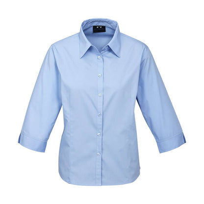 Ladies Base Blue Size 14 3/4 Sleeve Shirt 65% Polyester 35%cotton_513811_s10521-blue-14