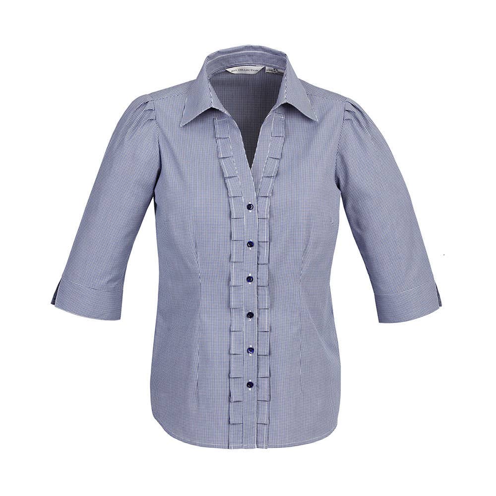 Shirt Womens 3/4 Sleeve Poly Cotton Edge Blue 10 Biz 244520 S267LT-BLU-10
