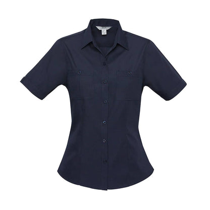 Shirt Womens S/S Poly Cotton Poplin Bondi Navy 14 Biz 525495 S306LS-Navy-14