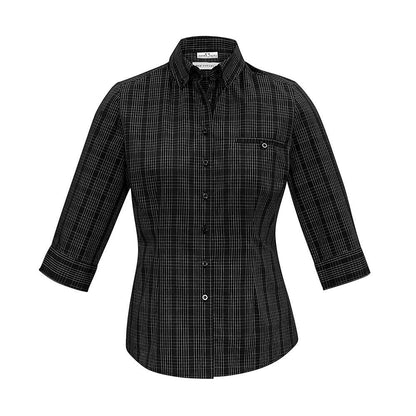 Shirt Ladies 3/4 Sleeve Harper Black/silver 10 Biz 416847 S820LT-BLK/SLV-10