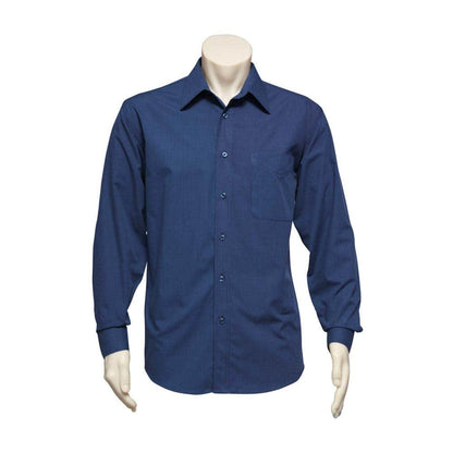 Shirt L/S Poly Cotton Micro Check Navy Large Biz_196878_SH816-NAV-L