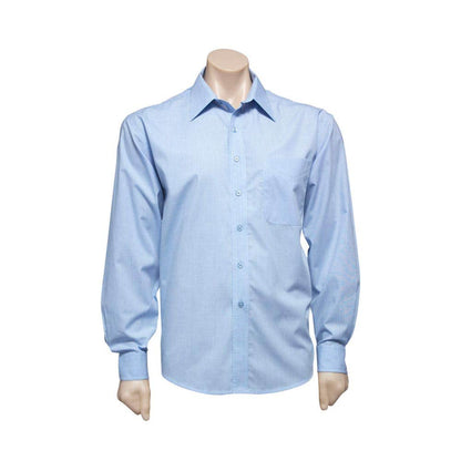 Shirt L/S Poly Cotton Micro Check Sky 2XL Biz_284444_SH816-SKY-2XL