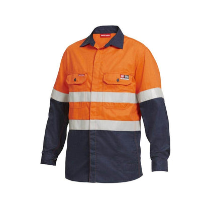Shirt L/S 195gsm ShieldTec FR Tape Hi-Vis Orange/Navy 2XL Y04350 Yakka_406880_Y04350ON2XL