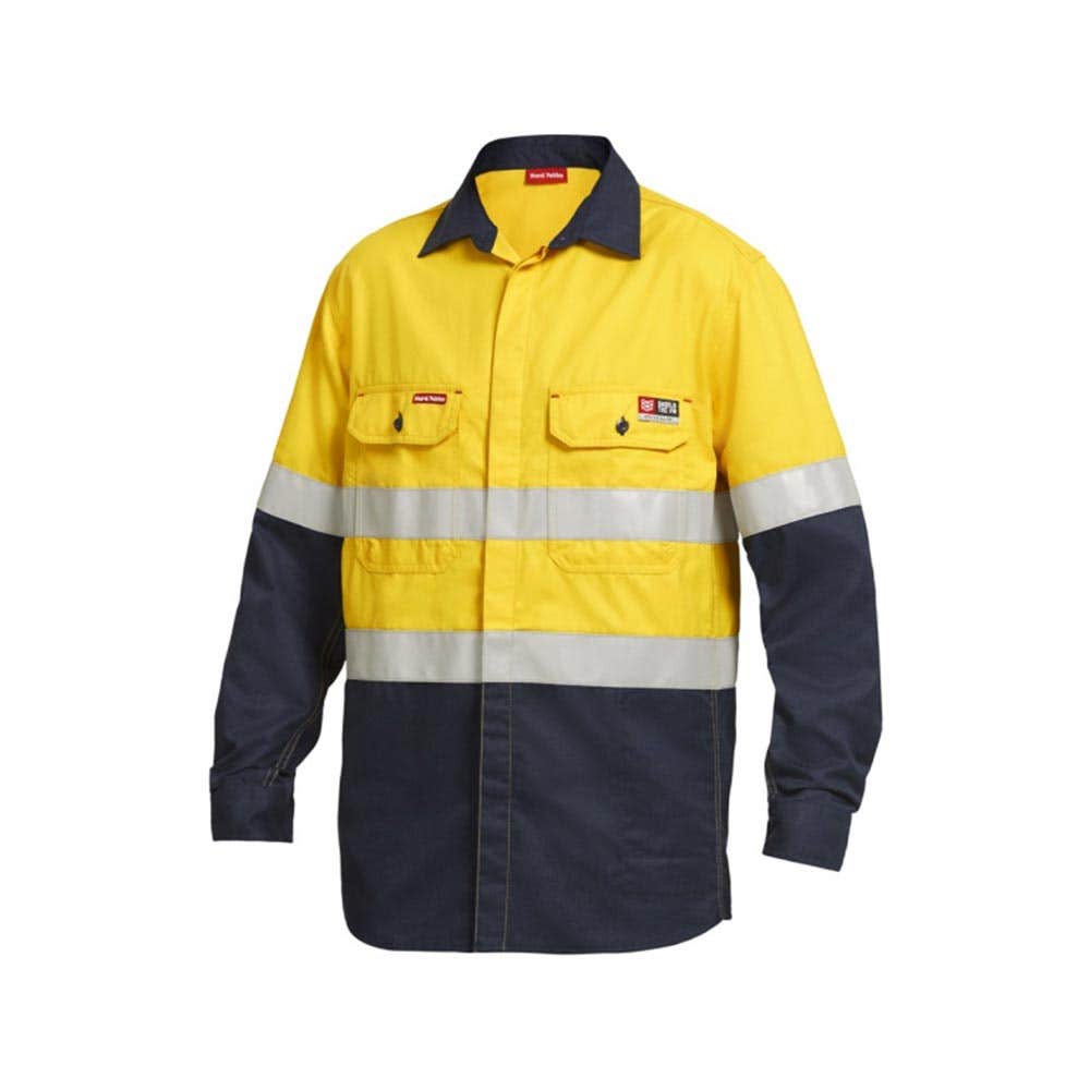 Shirt L/S 195gsm ShieldTec FR Tape Hi-Vis Yellow/Navy 2XL Y04350 Yakka_420944_Y04350-Y/N-2XL