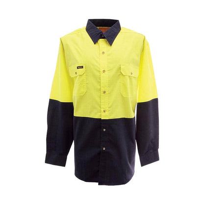 Electrolux Stock Shirt C/D L/S L/W Vented Yellow/Navy - Large 79090128 ZELE-WF595-YN-L