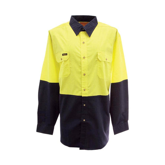 Electrolux Stock Shirt C/D L/S L/W Vented Yellow/Navy - Large 79090128 ZELE-WF595-YN-L