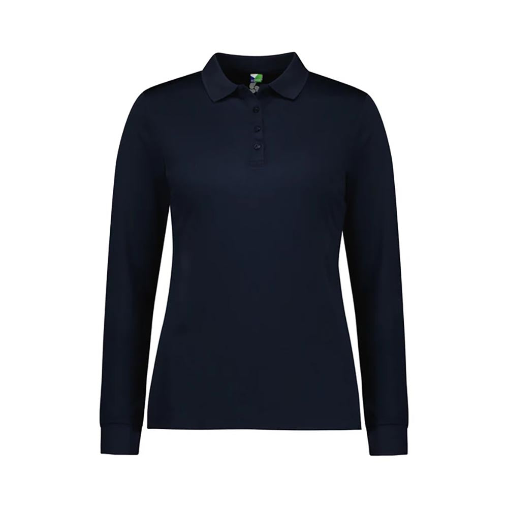 P206LL Action Polo Long Sleeve Womens Shirt Meeka Metals_MEEKP206LL