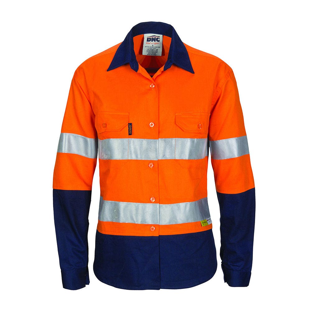 3986 Cool Breeze Women's Hi-Vis Long Sleeve Taped Shirt 155gsm DNC3986
