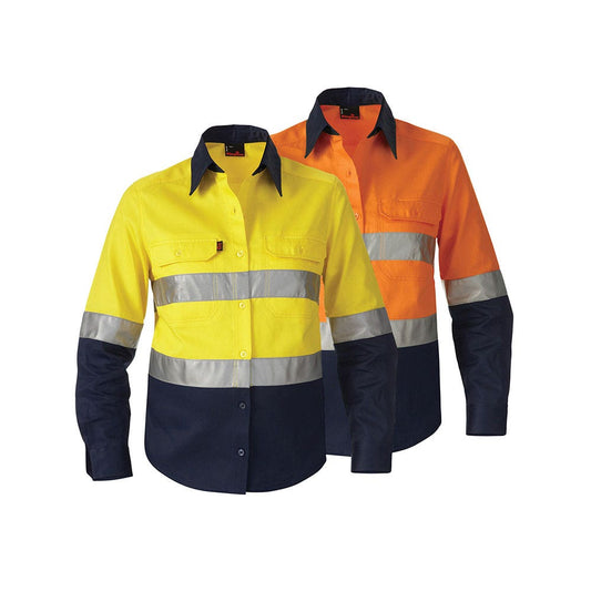 K44532 Women's Hi-Vis Long Sleeve Taped Shirt 190gsm Infrabuild INFRAK44532