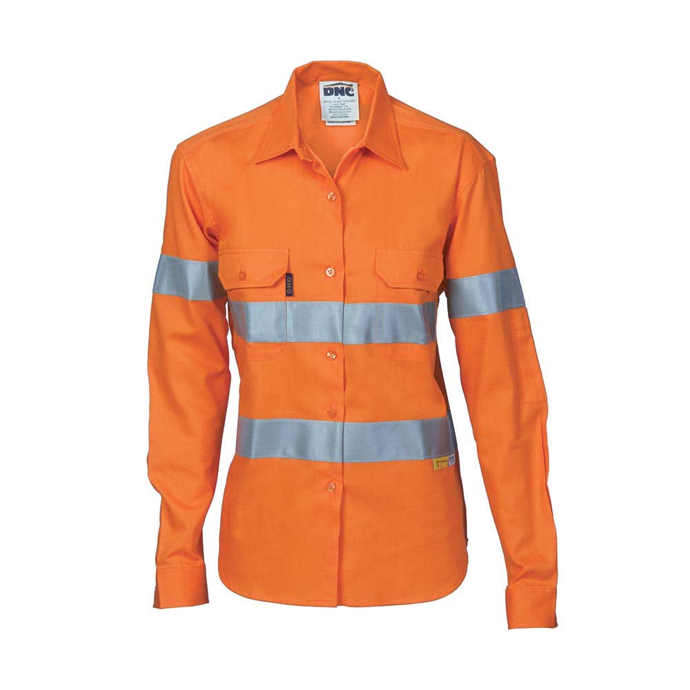 3785 Women's Hi-Vis Long Sleeve Shirt Cool Breeze Taped 155gsm DNC3785