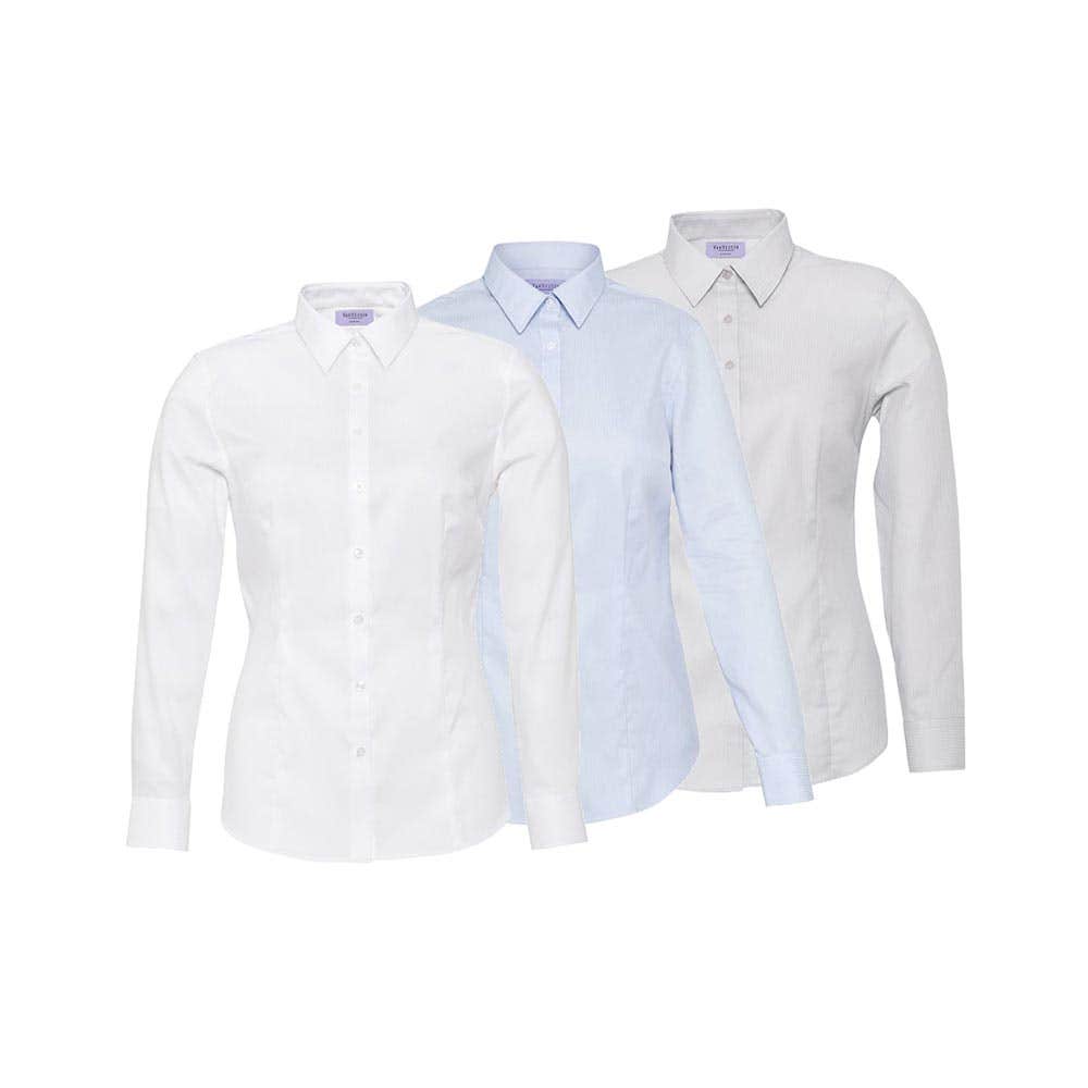 AWL81U Women's Long Sleeve Shirt Classic Fit Mini Herringbone_VHAWL81U