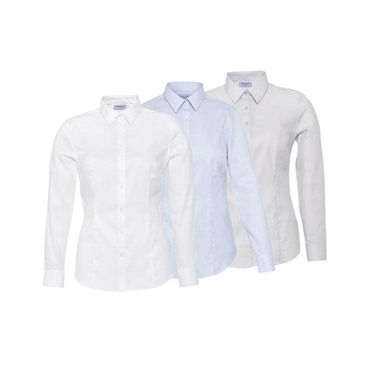 AWL81U Women's Long Sleeve Shirt Classic Fit Mini Herringbone_VHAWL81U
