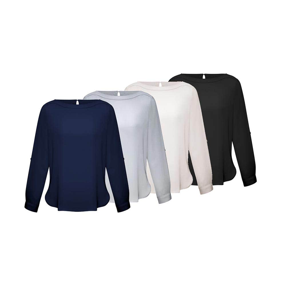 S828LL Madison Boatneck Ladies Long Sleeve Shirt BALLS828LL