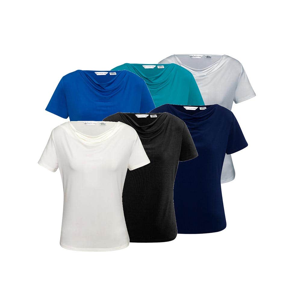 K625LS Ava Women's Short Sleeve Drape Front Shirt_BIZK625LS