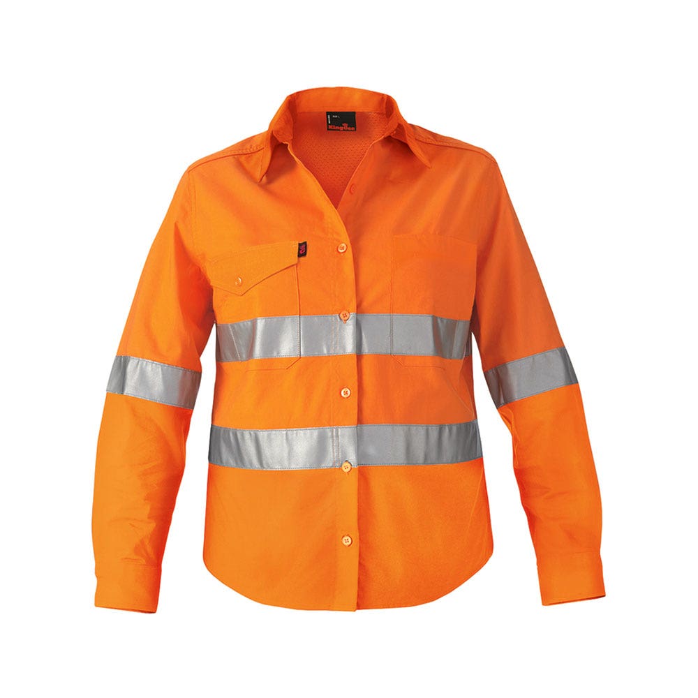 K44545 Workcool 2 Women's Hi-Vis Long Sleeve Taped Shirt 145gsm_K44545