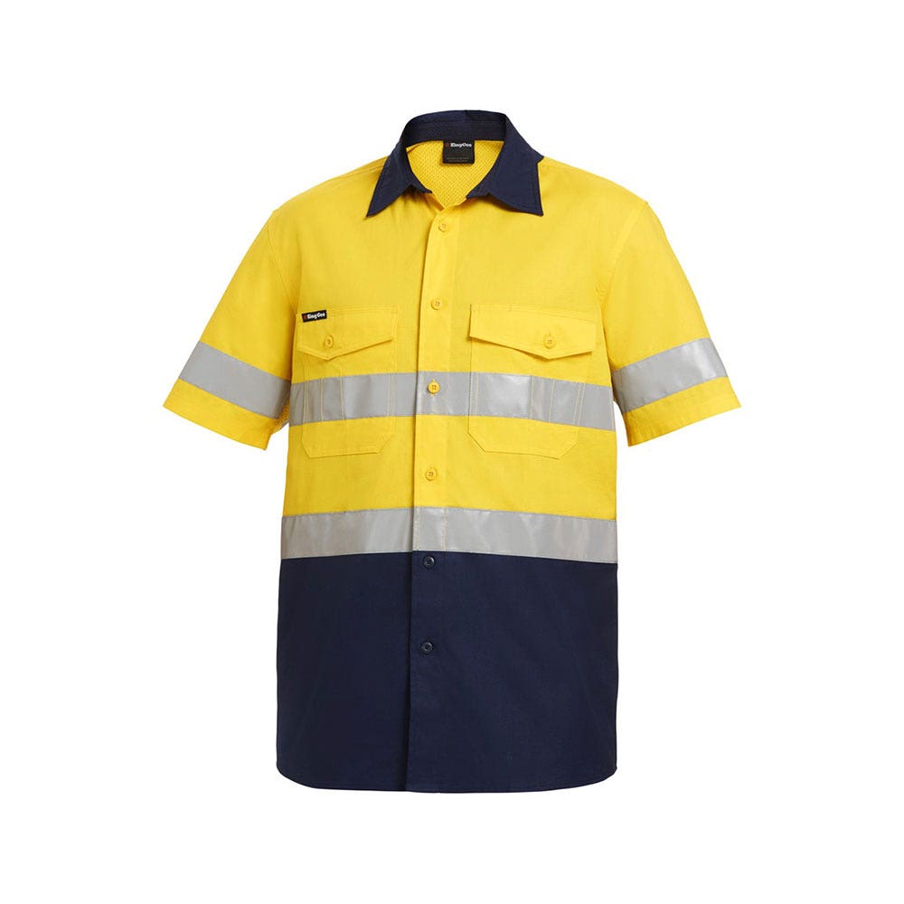 K54885 Workcool 2 Hi-Vis Short Sleeve Shirt Taped Two-Tone 145gsm K54885