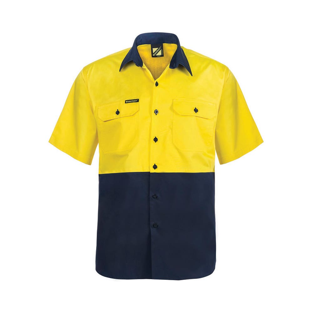 Shirt LIGHTWEIGHT VENTED SHIRT-SS  2XLYellow/Navy WS4248 Y/N 2XL 40044830 WS4248 Y/N 2XL