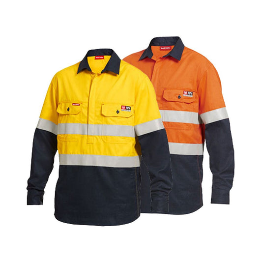 Shirt Long Sleeve Shieldtec FR Hi-Vis Taped 195gsm Y04550 Hard Yakka Red Earth REDEY04550