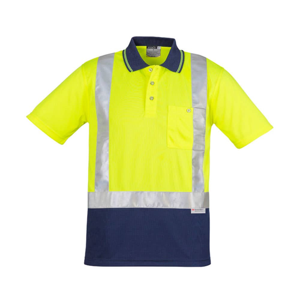 Mens Polo S/S Taped Shoulder - Yel/Nvy - 2XL 36016661 ZH233-Y/N-2XL