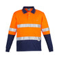 Mens L/S Spliced Polo Taped-Orange/Navy-3XL 36016662 ZH235-O/N-3XL