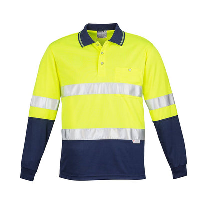 Men's L/S Spliced Polo Taped-Yellow/Navy-2XL 36020886 ZH235-Y/N-2XL