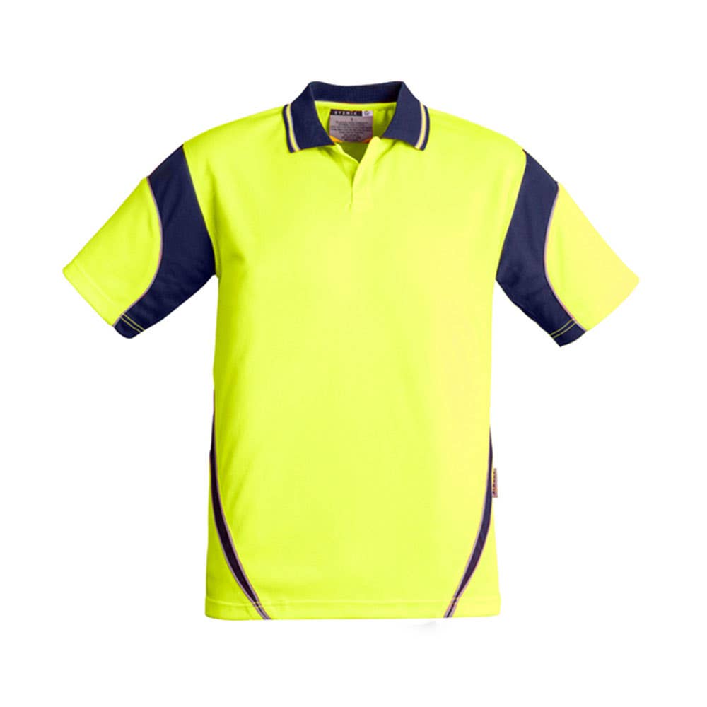 Mens Hi Vis Aztec Polo Short Sleeve Yellow/Navy 2XL 539707 ZH248-Y/N-2XL