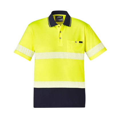 Unisex Hi Vis Polo Shirt Segmented S/S Tape Yellow/Navy Size 2XL Syzmik 445546 ZH535-YN-2XL