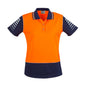 Womens Hi Vis Zone Polo S/S Orange / Navy 12 ZHL236 485043 ZHL236-O/N-12
