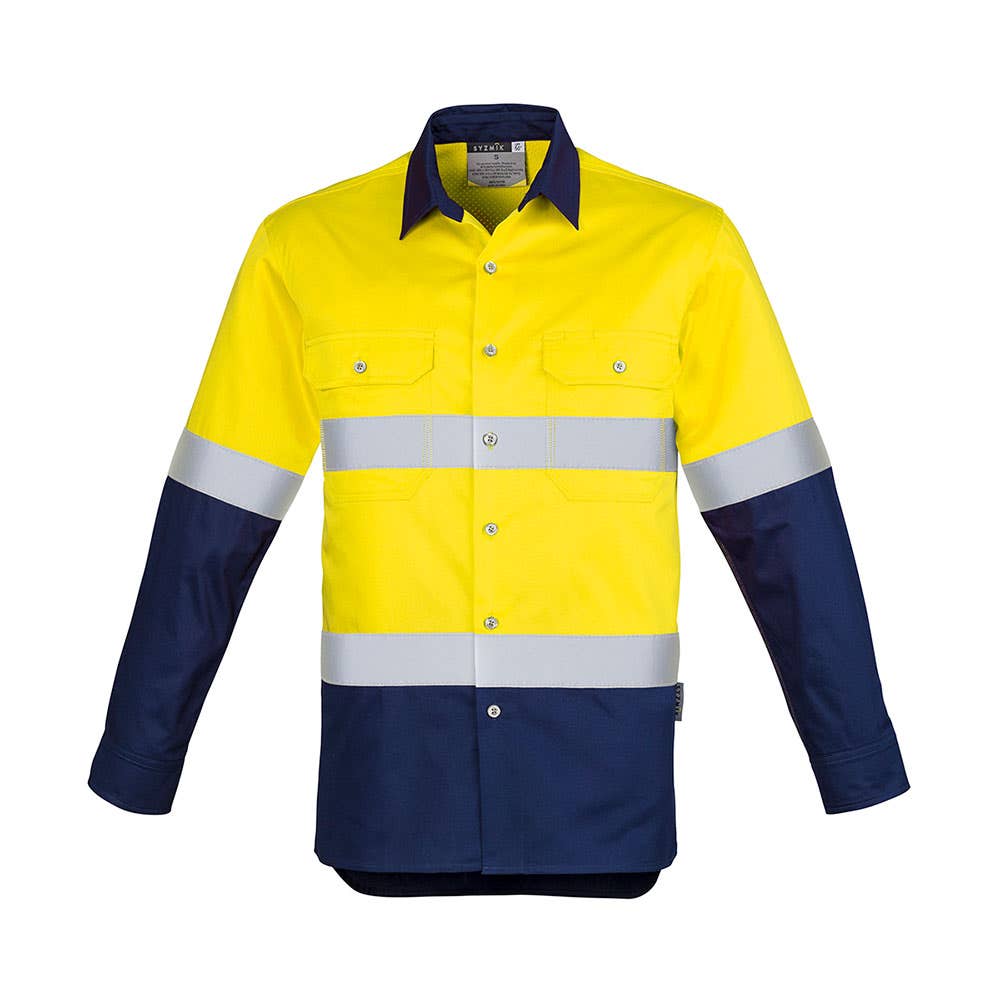 Syzmik Mens L/S M/W C/Twill shirt w/tape-Y/N-2XL 36019585 ZW123-Y/N-2XL