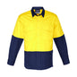 Mens Cooling Hi-vis Spliced Shirt L/S Yellow/Navy - ZW128 Size 7XL 520143 ZW128-Y/N-7XL