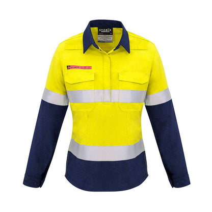 Shirt Womens FR PPE1 Loxy Tape 155gsm Yellow/Navy 10 Syzmik 40037830 ZW131-Y/N-10