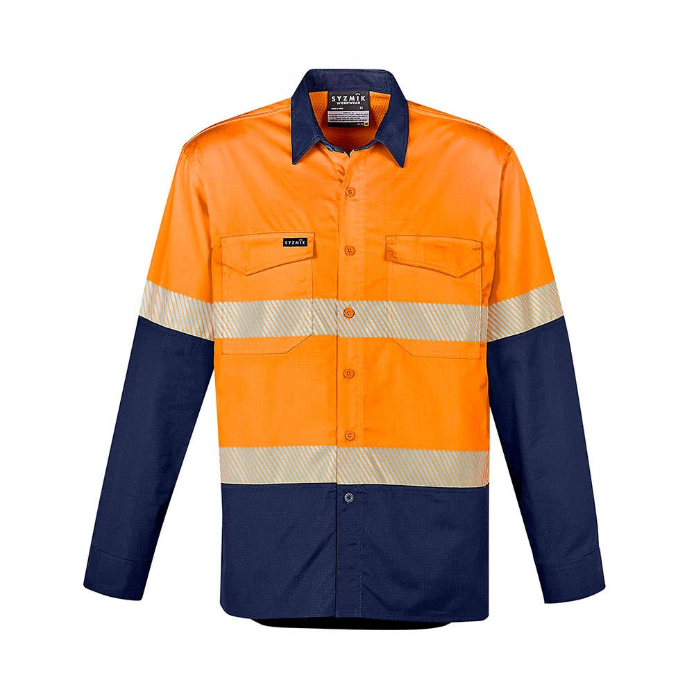 ZW229 Rugged Cooling Hi-Vis Segmented Taped Long Sleeve Shirt Orange/Navy 7XL 542428 ZW229