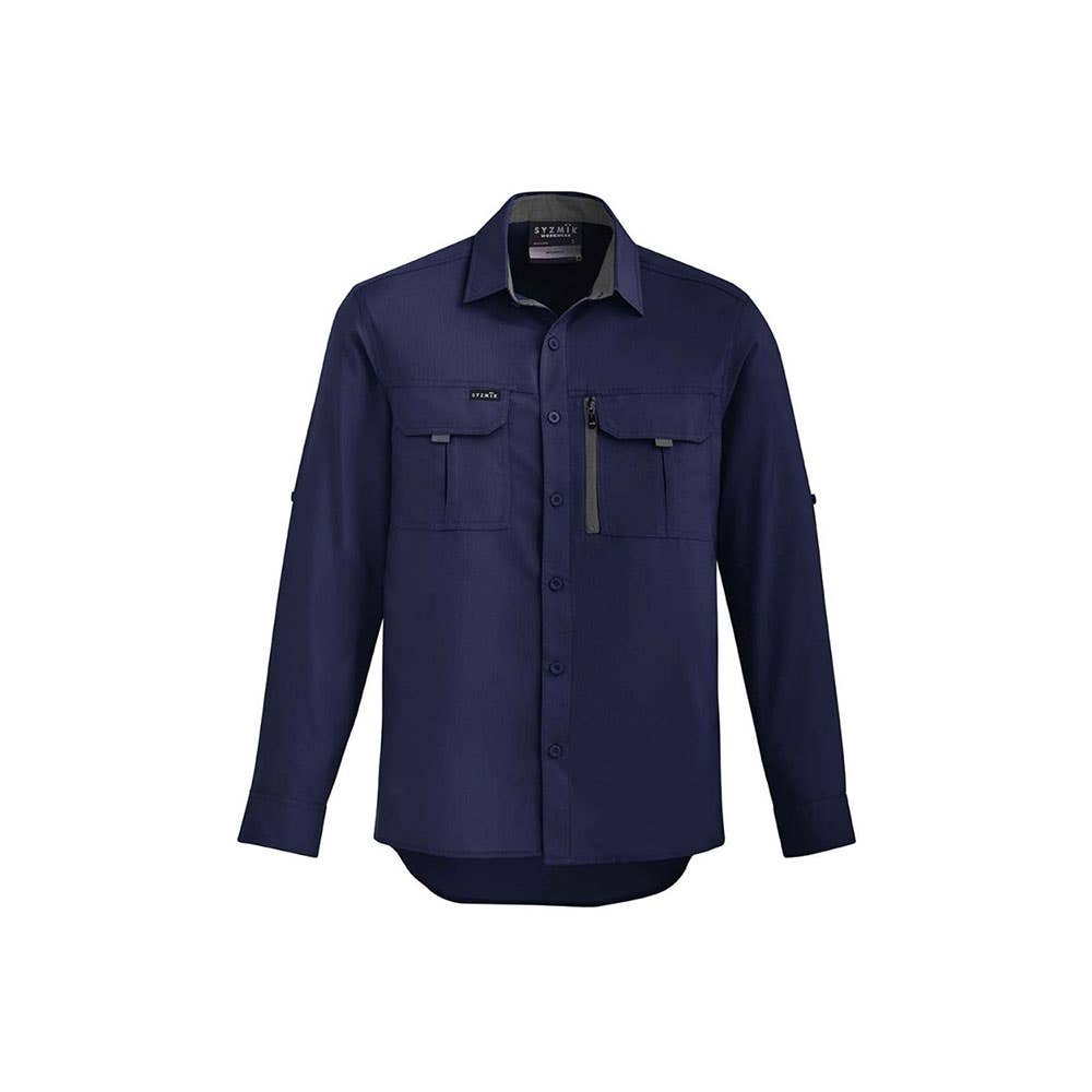 Mens Outdoor L/S Shirt 2XL Navy 100gsm Syzmik 501943 ZW460-NAVY-2XL