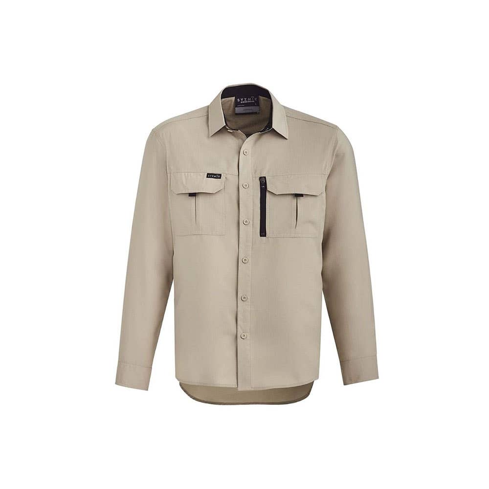 Mens Outdoor L/S Shirt 2XL Sand 100gsm Syzmik 501939 ZW460-SND-2XL