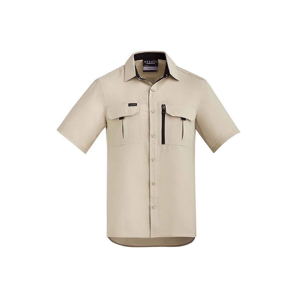 SYZMIK ZW465 MENS OUTDOOR S/S SHIRT SAND - 2XL 505791 ZW465-SAND-2XL