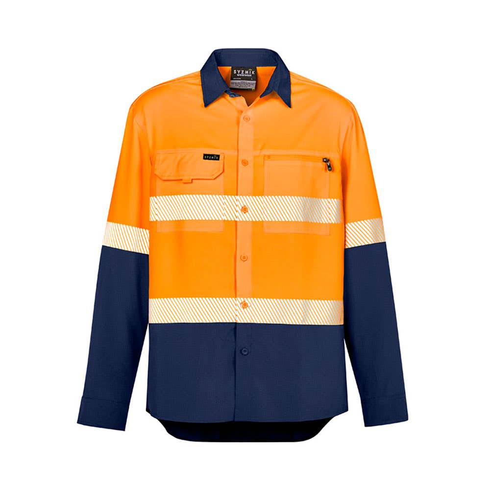 Shirt Hi-Vis Mens Outdoor Segmented Tape L/S Org/Navy - 2XL 478982 ZW470-O/N-2XL