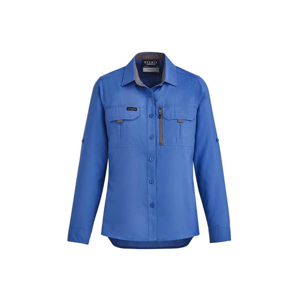 Womens Outdoor L/S Shirt 10 Blue 100gsm Syzmik_542749_ZW760-BLU-10