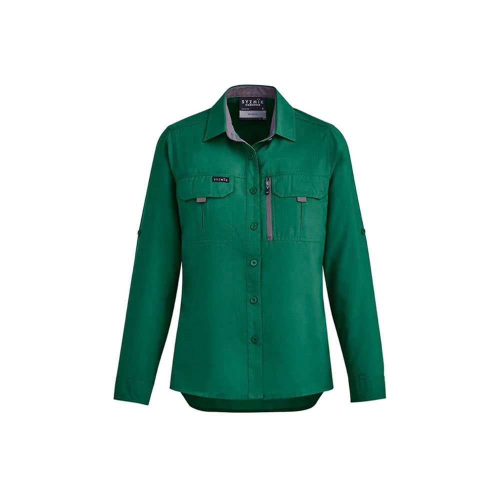 Womens Outdoor L/S Shirt 12 Green 100gsm Syzmik_502336_ZW760-GRN-12