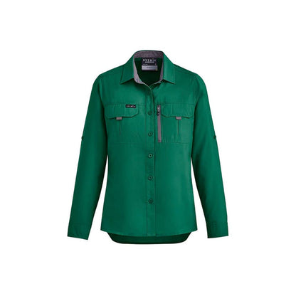 Womens Outdoor L/S Shirt 12 Green 100gsm Syzmik_502336_ZW760-GRN-12