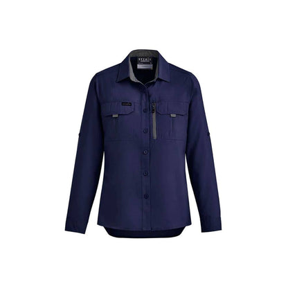 Womens Outdoor L/S Shirt 12 Navy 100gsm Syzmik 503661_503661_ZW760-NAVY-12
