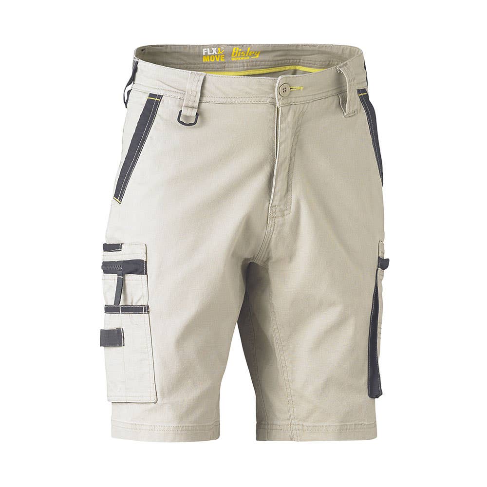 Shorts Cargo Utility Cotton Spandex 280gsm Flex + Move Stone 102R Bisley 40009314 BSHC1330 BSTNR02