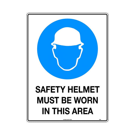 Sign SAFETY HELMET MUST BE WORN IN THIS AREA 450 x 300mm Metal 40017149 106LSM