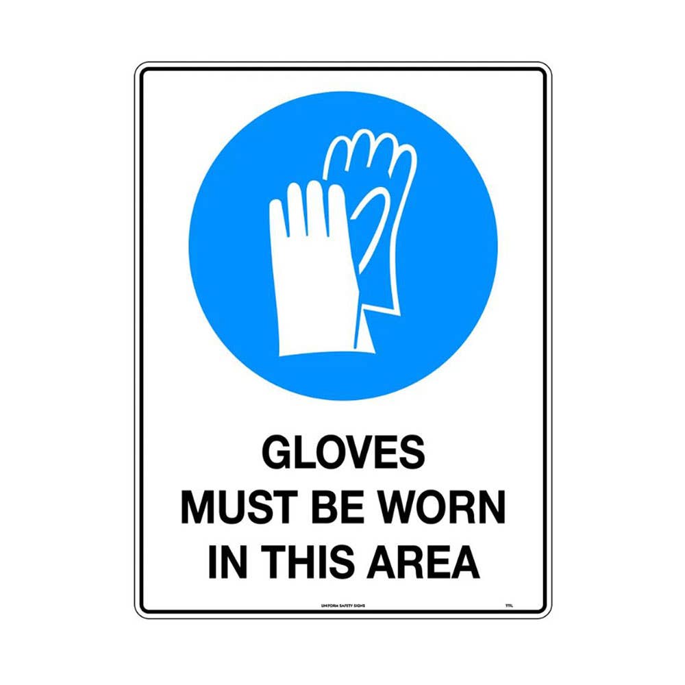 Sign GLOVES MUST BE WORN IN THIS AREA 600x450mm Poly_486866_111LP